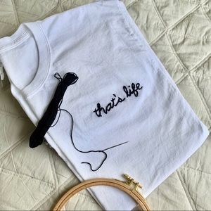 “That’s Life” Embroidered Large White T-Shirt
